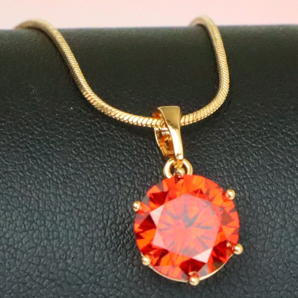 "Brilliant Round Red Stone Rose Gold Pendant for Elegant Style, XPPT1534